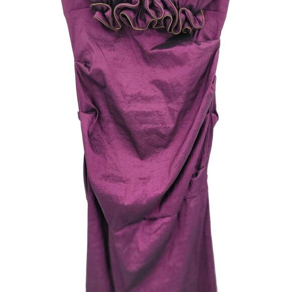 Vintage 80s Betsy & Adam Gown Steampunk Goth Artsy Avant-garde Metallic Purple M - Picture 7 of 12